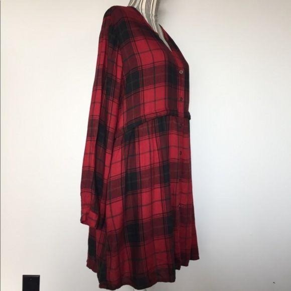 Maurices Dresses & Skirts - Maurice’s XXL red plaid long sleeve shirt dress